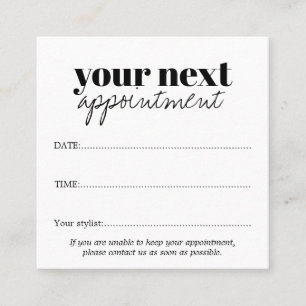 Black & White Hair Salon Appointment Card