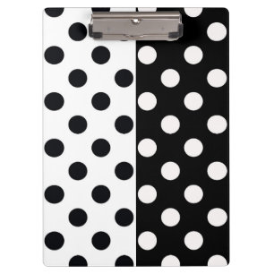 Black White Half Colour Split Inverse Polka Dots Clipboard