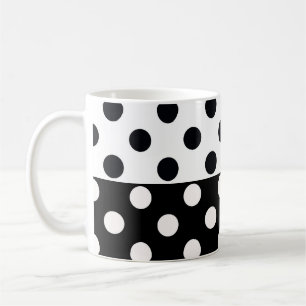 Black White Half Colour Split Inverse Polka Dots Coffee Mug