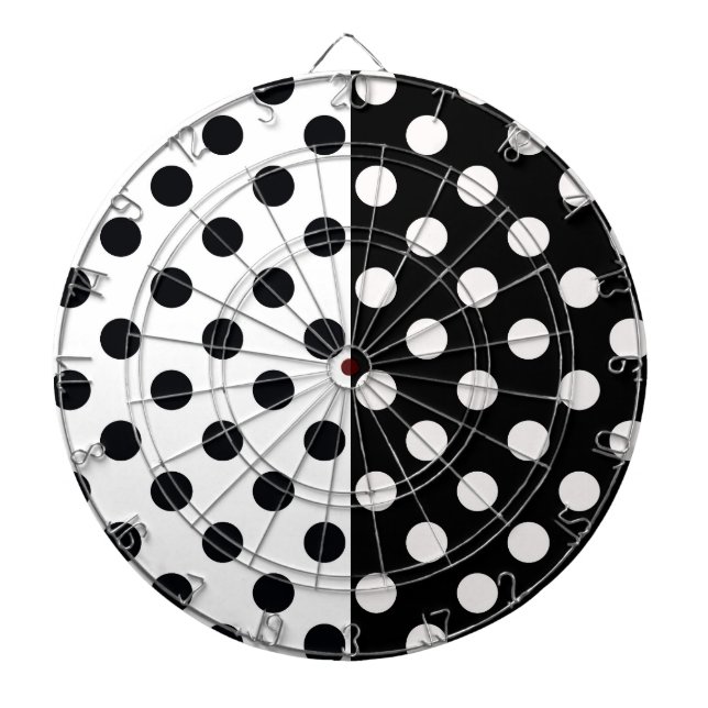 Black White Half Colour Split Inverse Polka Dots Dartboard (Front)