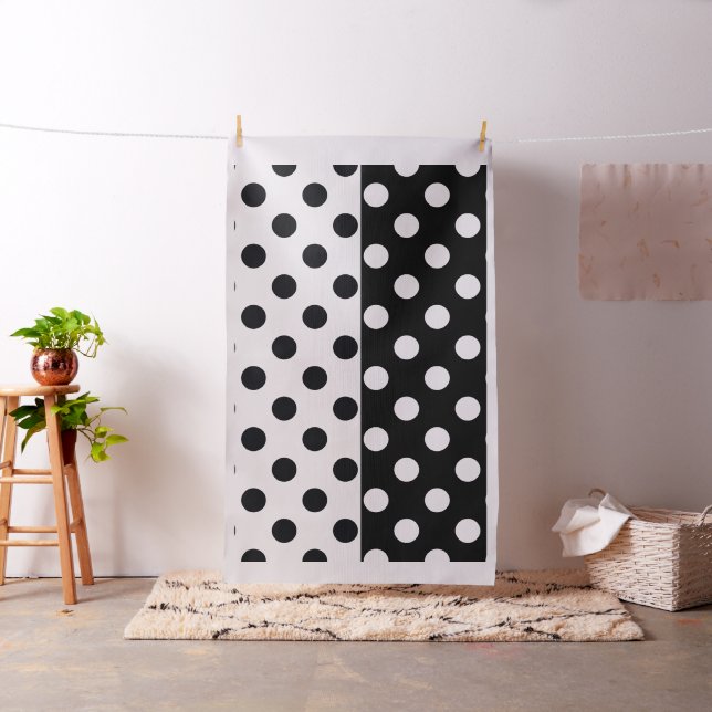 Black White Half Colour Split Inverse Polka Dots Fabric (In Situ)