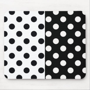 Black White Half Colour Split Inverse Polka Dots Mouse Pad