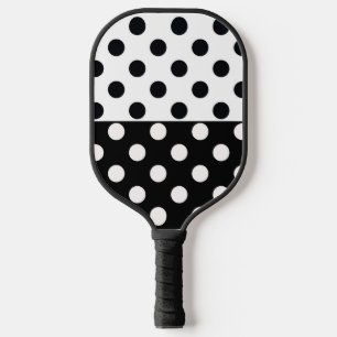 Black White Half Colour Split Inverse Polka Dots Pickleball Paddle