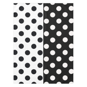 Black White Half Colour Split Inverse Polka Dots Tablecloth
