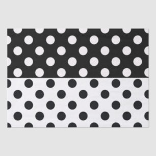 Black White Half Colour Split Inverse Polka Dots Tissue Paper