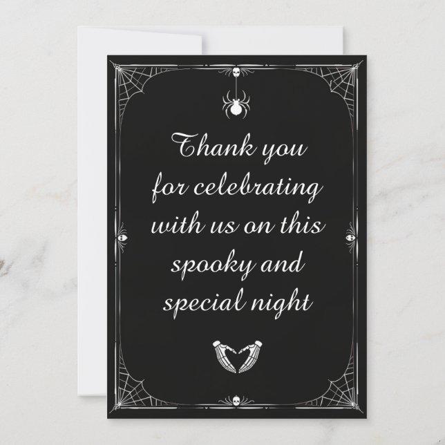 Black & White Halloween Gothic Wedding Invitation (Back)