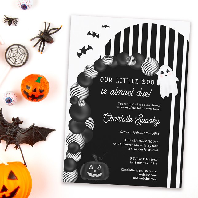 Black white Halloween little boo baby shower Invitation (Black white Halloween little boo baby shower Invitation)