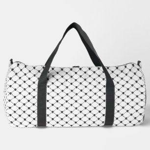 black white halloween skull crossbones print duffle bag