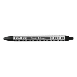 Black & White Halloween Skull Pattern Monogram  Ink Pen