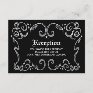 Black & White Halloween Wedding 3.5x5 Reception Invitation