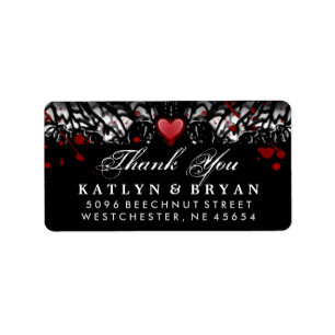 Black & White Halloween Wedding Heart Thank You Label