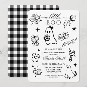Black white Hand drawn Halloween Theme Baby Shower Invitation