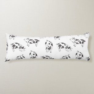 Black & white hand drawn pig cow spots pattern body cushion