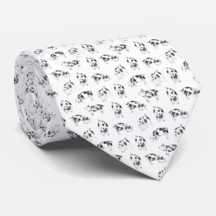 Black & white hand drawn pig cow spots pattern tie