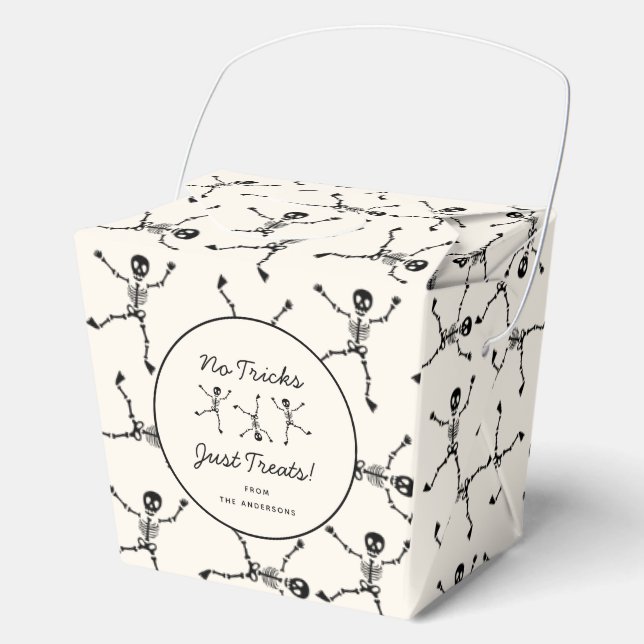 Black & White Hand Drawn Skeleton Halloween Favour Box (Front)