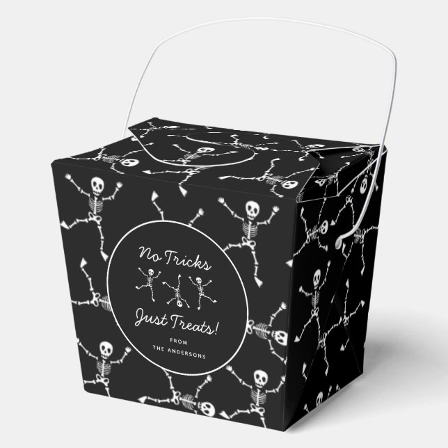 Black & White Hand Drawn Skeleton Halloween Favour Box (Front)