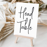 Black & White Hand Scripted Head Table Table Number<br><div class="desc">Simple and chic table number cards in classic black and white make an elegant statement at your wedding or event. Design features "head table" in handwritten script lettering. Design repeats on both sides. Individually numbered cards sold separately; order each table number individually from our collection.</div>