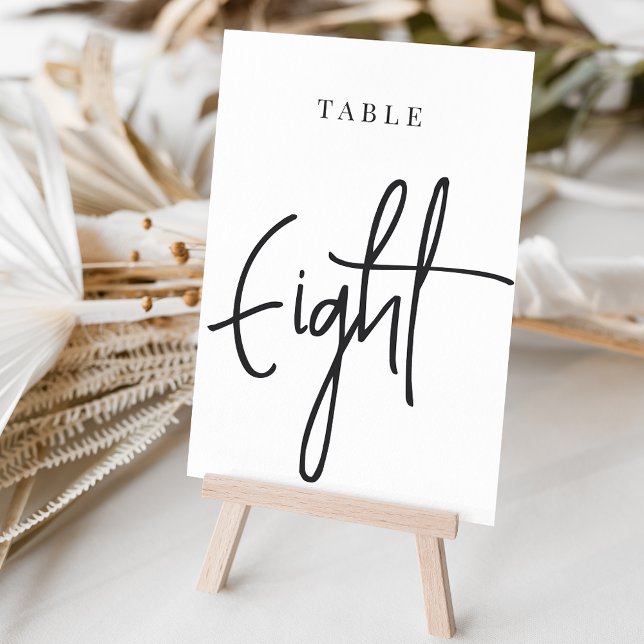 Black & White Hand Scripted Table EIGHT Number (Creator Uploaded)
