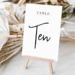 Black & White Hand Scripted Table TEN Table Number<br><div class="desc">Simple and chic table number cards in classic black and white make an elegant statement at your wedding or event. Design features "table [number]" in an eyecatching mix of classic serif and handwritten script lettering. Design repeats on both sides. Individually numbered cards sold separately; order each table number individually from...</div>