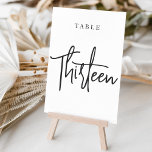 Black & White Hand Scripted Table THIRTEEN Table Number<br><div class="desc">Simple and chic table number cards in classic black and white make an elegant statement at your wedding or event. Design features "table [number]" in an eyecatching mix of classic serif and handwritten script lettering. Design repeats on both sides. Individually numbered cards sold separately; order each table number individually from...</div>