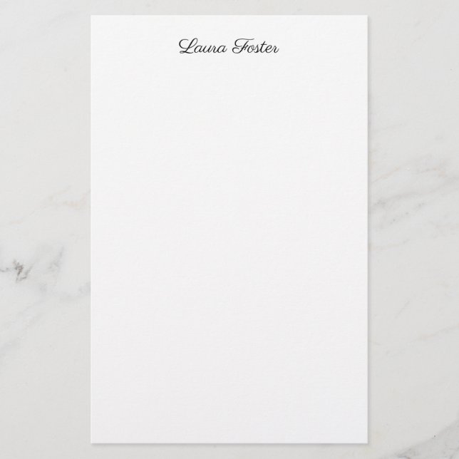 Black White Handwriting Elegant Minimalist Name Stationery (Front)