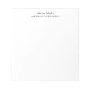 Black White Handwriting Elegant Minimalist Stylish Notepad