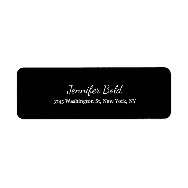 Black White Handwriting Script Creative Plain Return Address Label (Front)