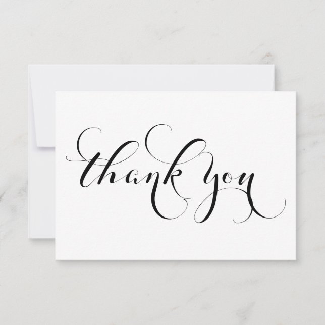 Black & White Handwriting Script Thank You Card (Front)