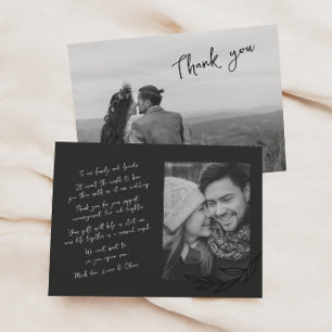 Black & White Handwritten Two Photo Thank You Announcement