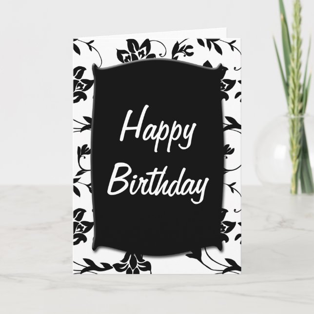 Black & White Happy Birthday Card (Front)