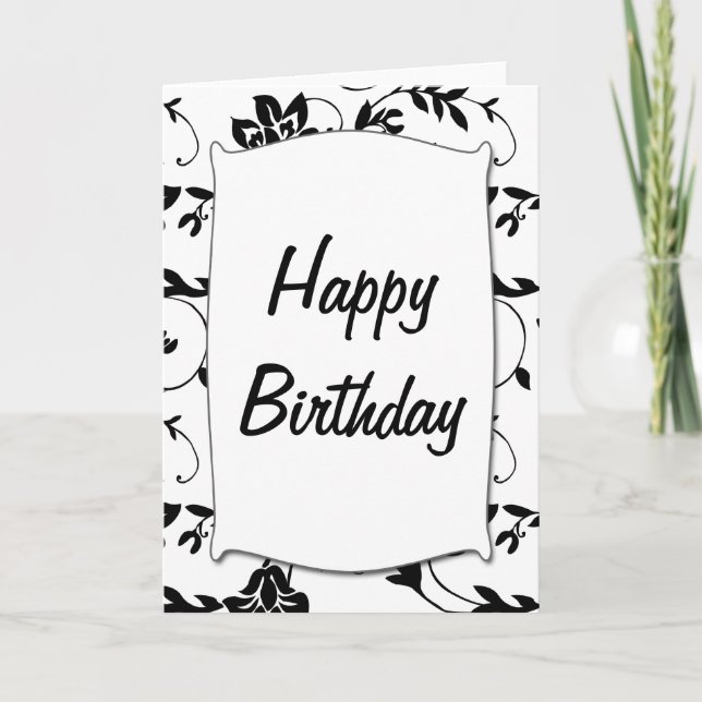 Black & White Happy Birthday Card (Front)