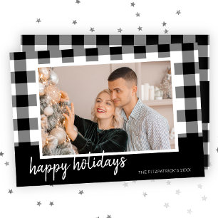 Black & White "Happy Holidays" Photo Christmas Holiday Card
