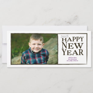Black & White Happy New Year Holiday Card