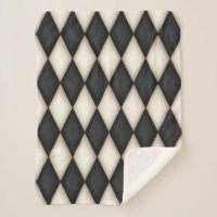 Black & White Harlequin Diamond Check Pattern