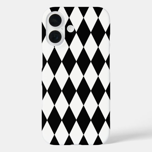 Black White Harlequin Diamonds Pattern Design  Case-Mate iPhone Case (Back)