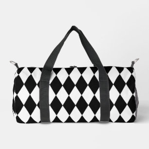Black White Harlequin Diamonds Pattern Design Duffle Bag