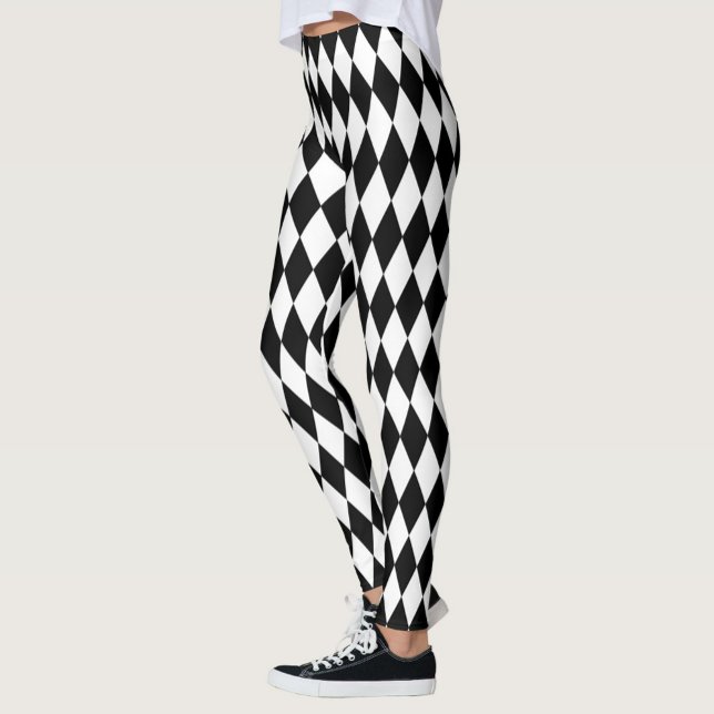 Black White Harlequin Diamonds Pattern Design  Leggings (Creator Uploaded)