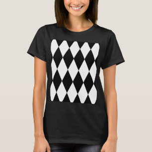 Black White Harlequin Diamonds Pattern Design T-Shirt