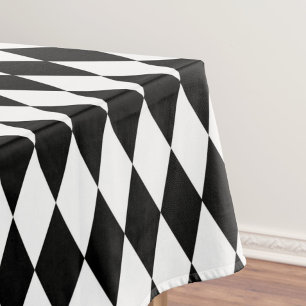 Black White Harlequin Diamonds Pattern Design Tablecloth