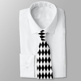 Black White Harlequin Diamonds Pattern Design Tie