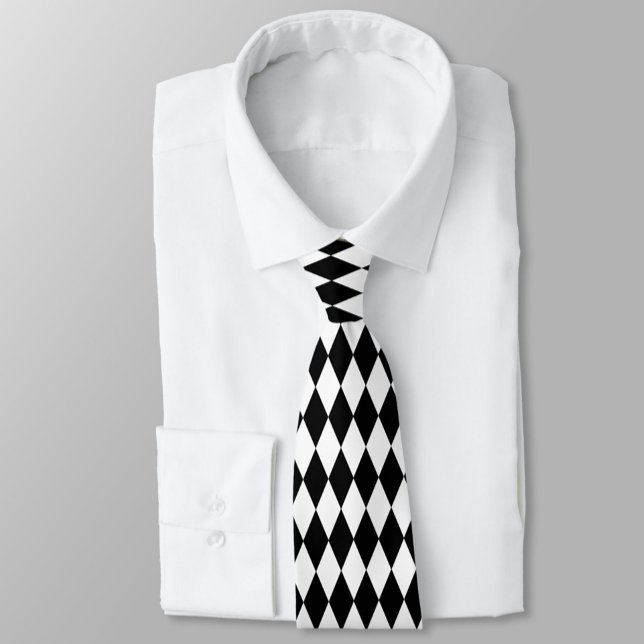 Black White Harlequin Diamonds Pattern Design  Tie (Creator Uploaded)