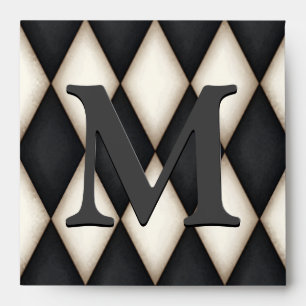 Black & White Harlequin Dramatic Custom Monogram Envelope