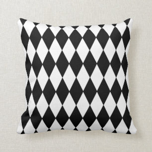 Black White Harlequin Pattern Cushion
