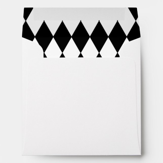 Black White Harlequin Pattern Envelope (Back (Bottom))
