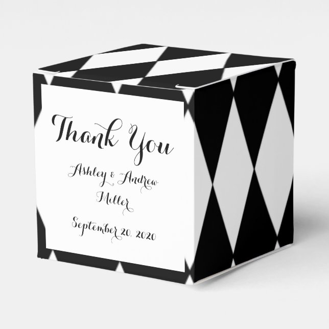 Black White Harlequin Pattern Favour Box (Front Side)