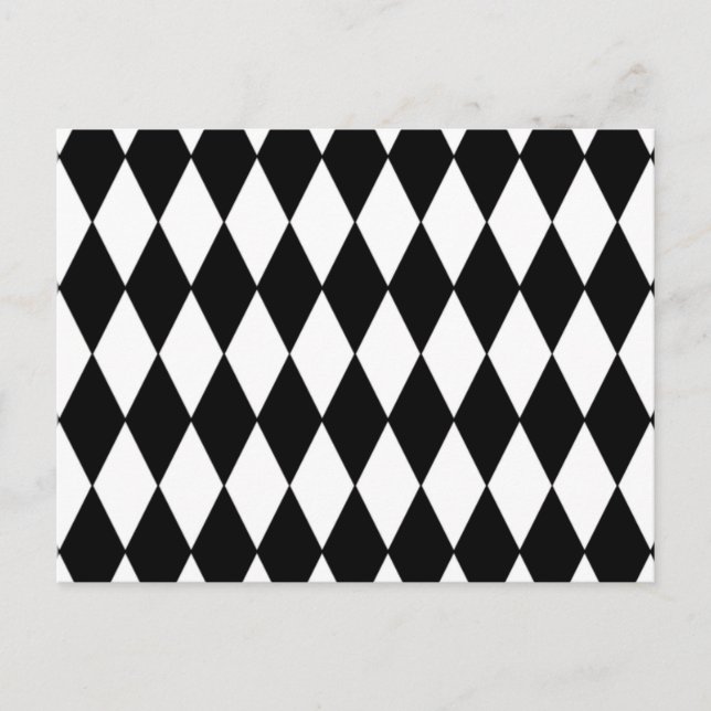 Black White Harlequin Pattern Postcard (Front)