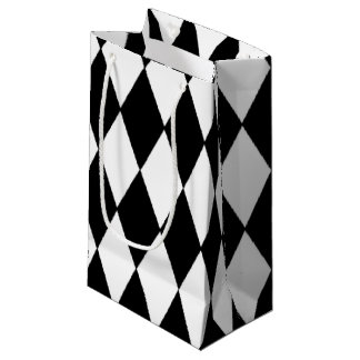 Black White Harlequin Pattern Small Gift Bag