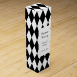 Black White Harlequin Pattern Wine Box<br><div class="desc">Trendy,  mod,  black and white harlequin diamond pattern. GraphicsByMimi© Personalise this fun,  bold,  modern yet retro design. Use the template field or use the "customise it" option for a full edit menu. Classic,  traditional style as a renewed fashion trend.</div>