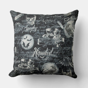 Black & White Haunted Halloween Cushion