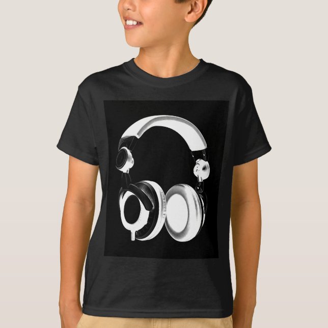 Black & White Headphone Silhouette T-Shirt (Front)